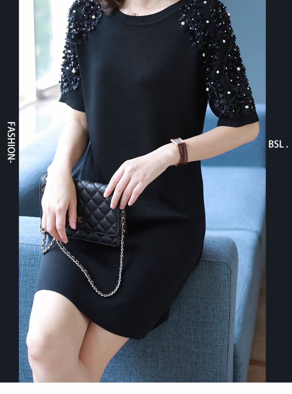 Đầm Len Tay Đính Hột Châu - TD164